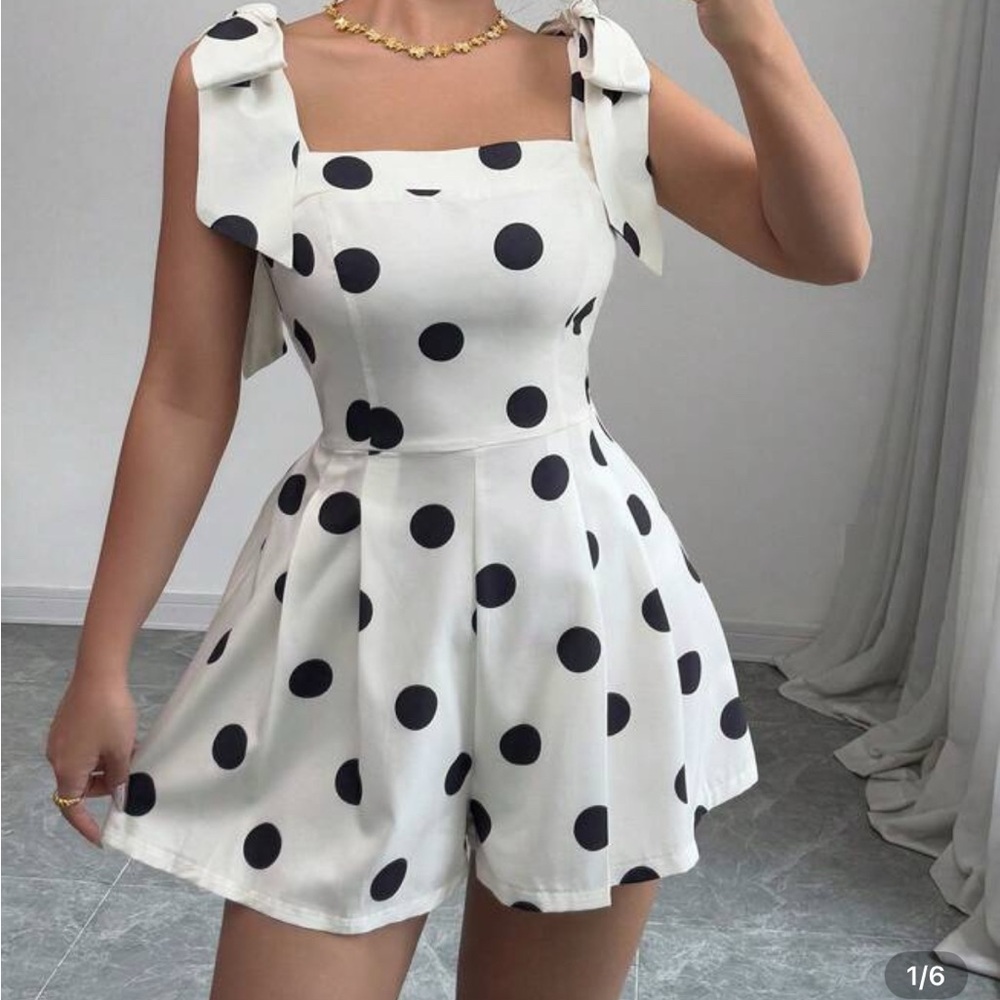 SHEIN Black and White Ruffled Peplum Jumpsuit